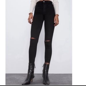 Zara Distressed Black Skinny Jeans